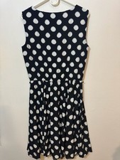 Alfani Sleeveless Black and White Polka Dot Fit and Flare Dress Size 14