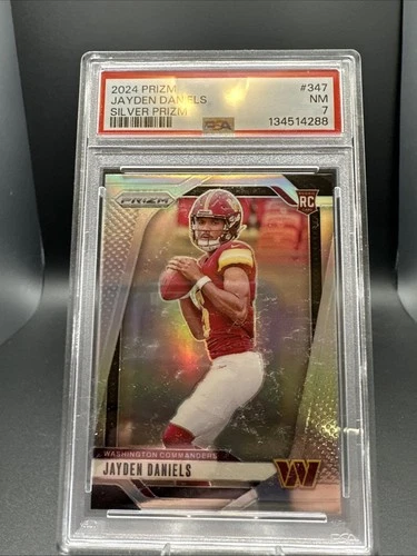 2024 Panini Prizm #347 Jayden Daniels Silver Prizms Rookie Card RC PSA 7 NM