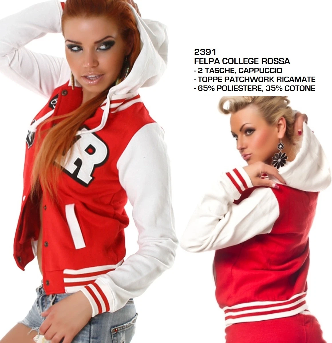 Felpa Giacca College da Donna Baseball Varsity Old School Jacket