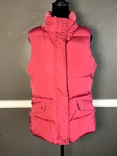 Talbots Petites Women's Size S Pink Down Vest Jacket Pockets Zipper & Snaps