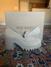 Steve Madden Binary Size 8 Tan Suede NWT platform penny loafers