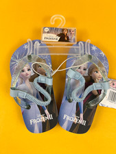 Disney Frozen II Flip Flops Ana Elsa Back Strap Sandals Girls Kids 5-6 Blue NWT