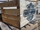 HARLEY DAVIDSON RUSTIC WOODEN APPLE BOX CRATE TRUNK  -  MAN CAVE / SHE SHED