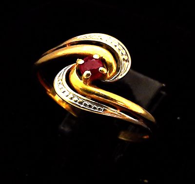 Bague Or 18 Carats Avec Rubis Rouge - Taille 52 - Occasion Magnifique
