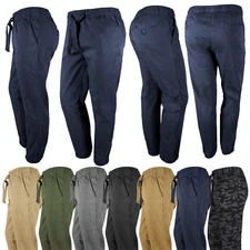 Chino Jogger Pants Mens Elastic STRETCH FLEX Twill Work School Uniform Slim Fit