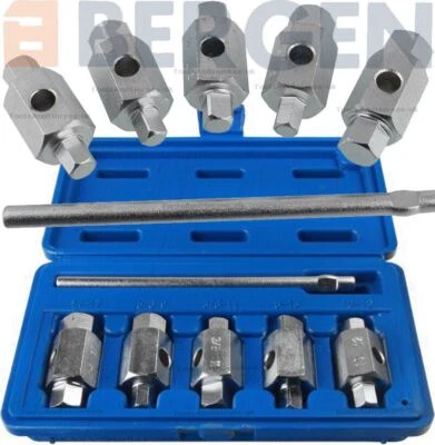 US.PRO BY BERGEN US PRO Drain Plug Key Set 6pc Double Ended Oil Sump Axle Gearbox Drain Plug Tool