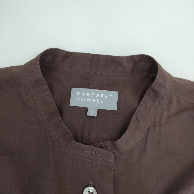 MARGARET HOWELL COTTON VOILE バンドカラー 578-4153011 長袖シャツ 24SS ブラウン マーガレットハウエル 5-0409M 255211 ブランド古着】MARGARET HOWELL / マーガレットハウエル 24SS