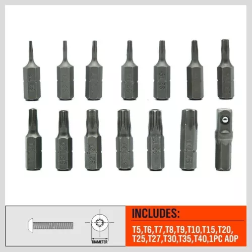 14 Torx Bit Set Torq Hex Star Spanner Tri Wing Screwdriver Tamper Proof Security - Picture 7 of 10