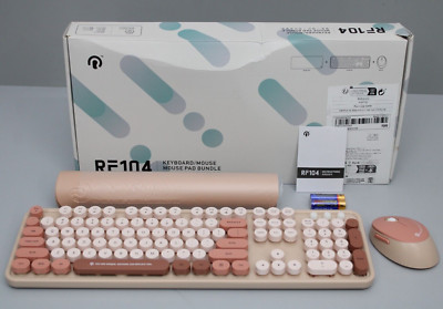 RANTOPAD RF104 Retro Kabellose 2,4GHz QWERTY Tastatur Maus & Mauspad Kit - NEU