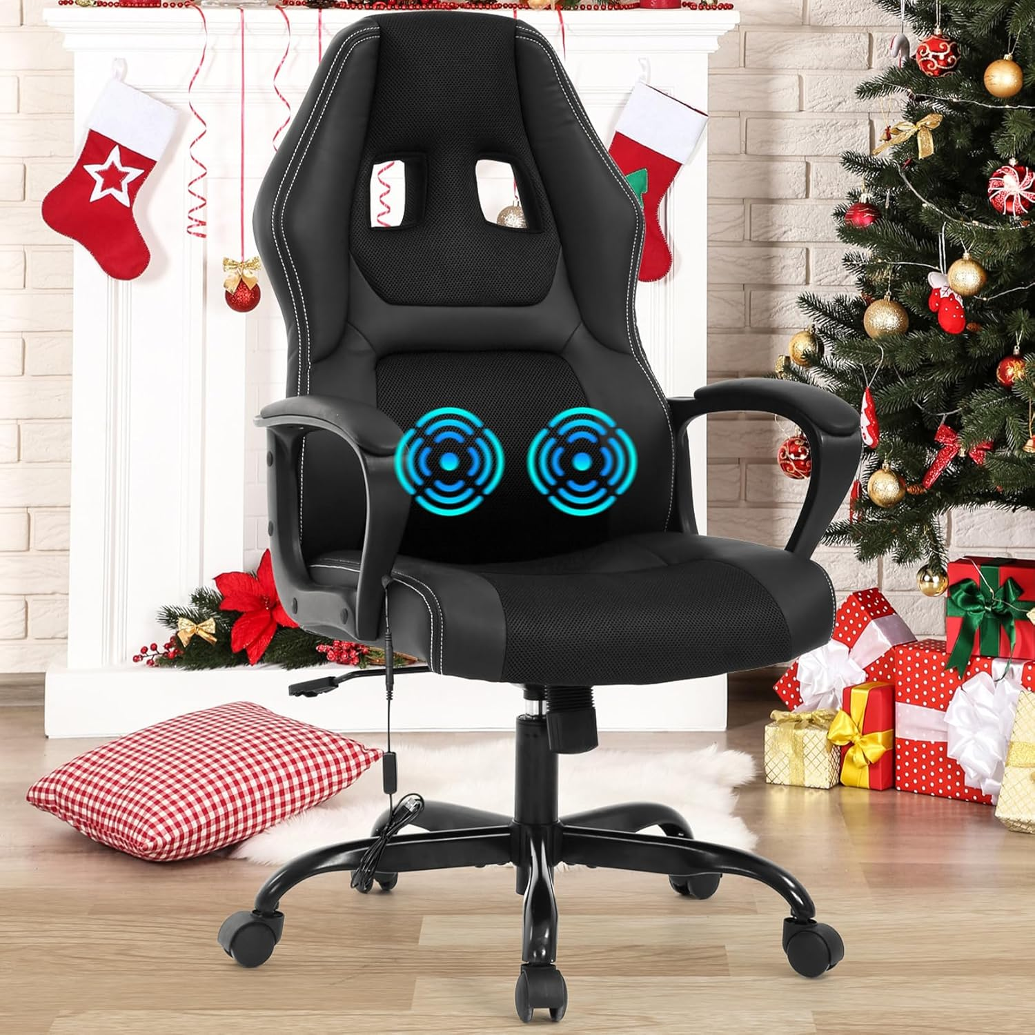 Ergonomic PC Gaming Chair with Massage Adjustable PU Leather Office Desk Chair  -image