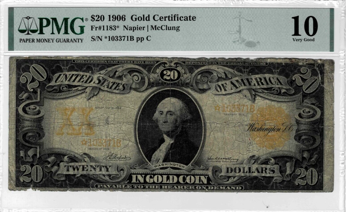 PMG $20 1906 Year US Large Gold Certificates for sale | eBay