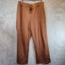 Anrabess Pants Womens XL Brown Stretch High Rise Straight Leg Drawstring Outdoor