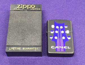 NEW 1995 Camel Purple Guitar Headstock Black Matte Zippo Lighter SEALED B XI
