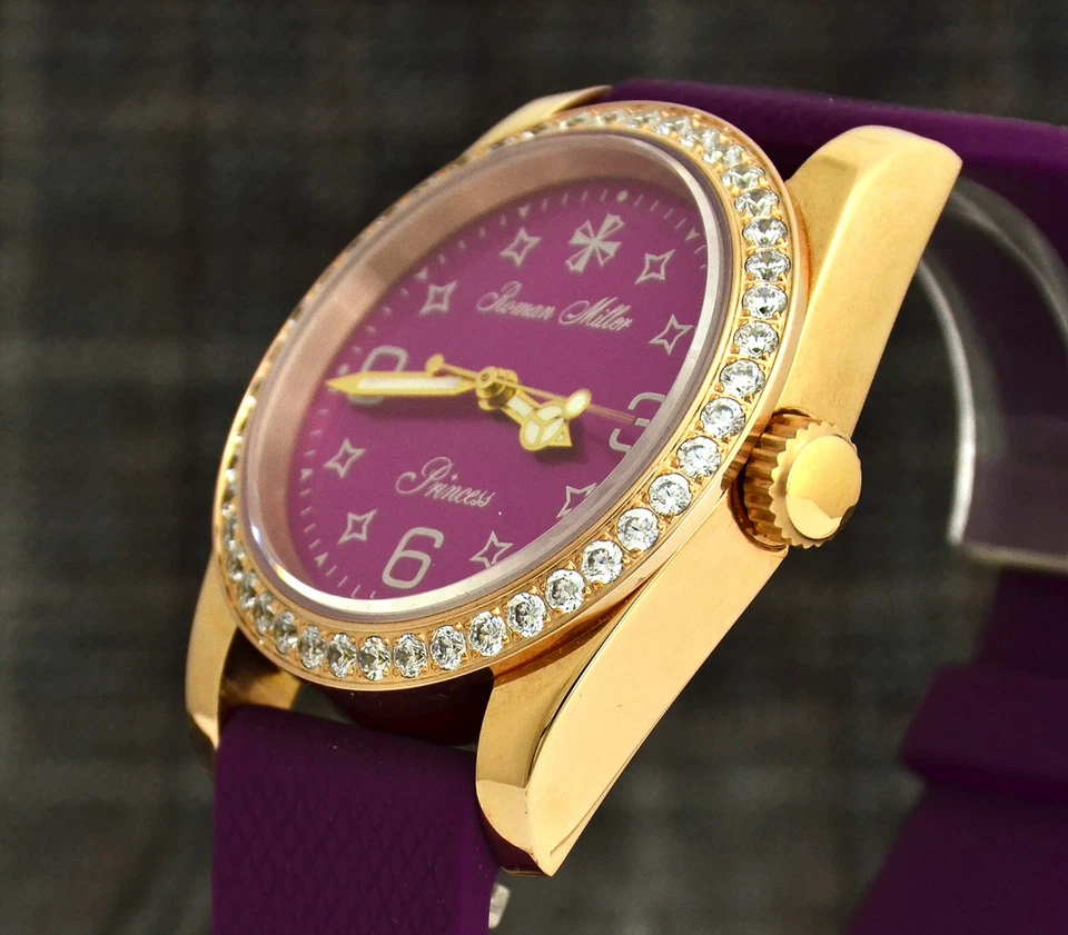 女士金色手表蓝宝石水晶精工机芯女士手表金色公主 — 第 2/4 张图片