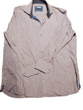 Antonio Valente Dress Shirt Mens 17.5 Long Cotton Multicolor Stripe