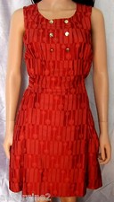MARC by MARC JACOBS 1960s Retro *Little Red Dress*Brocade,Gold/Silver Buttons,4 