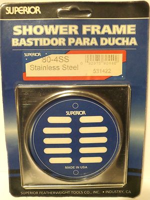 SUPERIOR FEATHERWEIGHT TOOLS Shower Drain Tile Square Frame 80-4SS Stainless