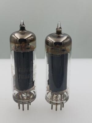 Strong Pair RCA 6AQ5A 3850gm & 3500gm Black Plate Halo Getter Serious Tubes T360