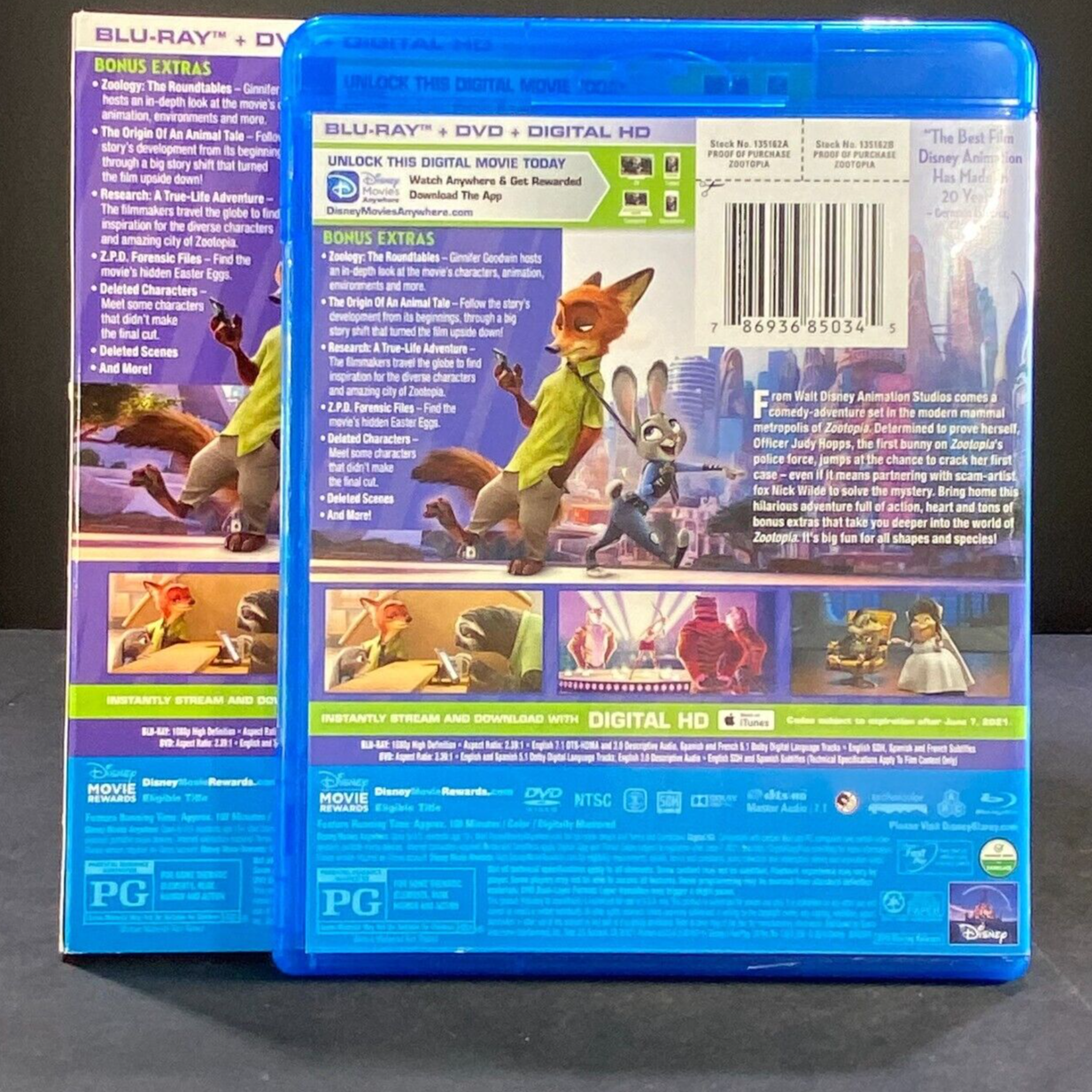 Disney ZOOTOPIA 2 Disc Combo Pack 2016 Release