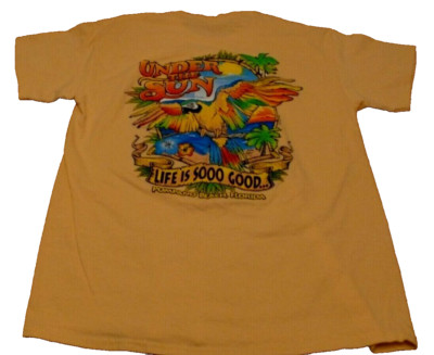 Under The Sun Pompano Beach Florida  Bird Sea Coconut Tree  Large Yellow T-shirt