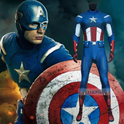 The Avengers1 Captain America Jumpsuit Tight Bodysuit Cosplay Custome Customized