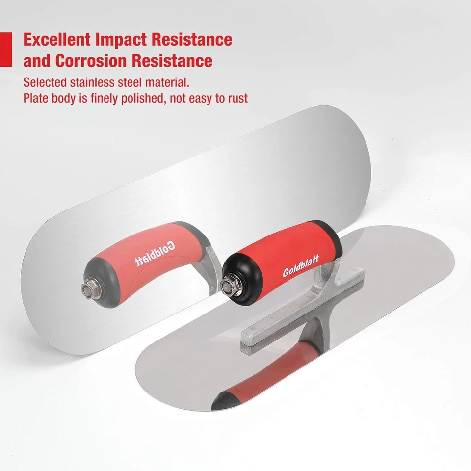 2PCS Stainless Steel Pool Trowel 16''x4-1/2''&14'' x 4'' Trowel Soft Grip Handle - Image 4 of 4