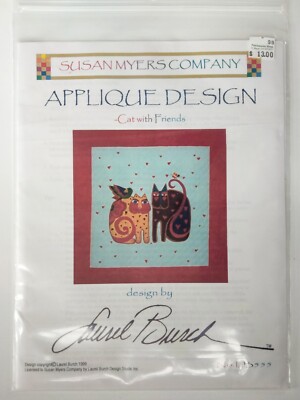 Laurel Burch Applique Wall Quilt Pattern Cat with Friends Susan Meyers 30''x29.5''