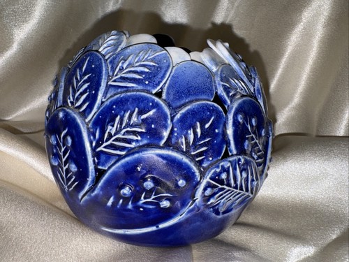 Mid-Century Modern Swedish Blue Glazed Clay Stoneware Vase Solsieg Signed - Picture 6 of 17