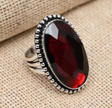 Beautiful Red Garnet 925 Sterling Silver Statement Designer Ring All Size M285