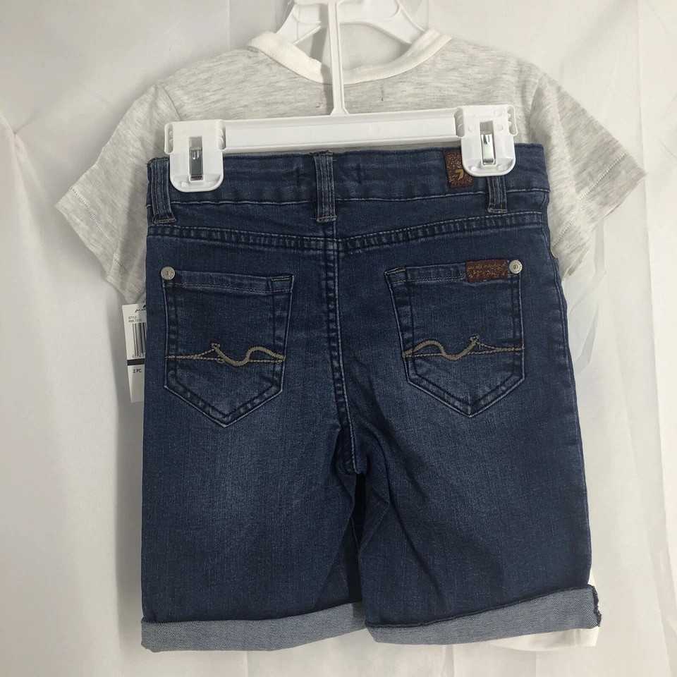 7 For All Mankind Kids Toddler Boys 2 Piece Y-Shirt Shorts Size 5 - Image 4 of 4