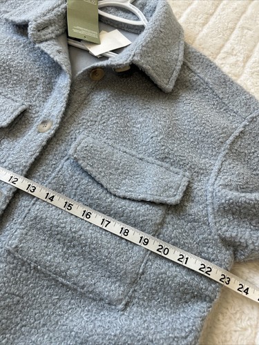 H&M Shirt Jacket Light Blue Womens Size M Fall Winter Staples Cozy - Picture 4 of 12