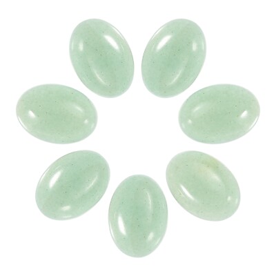 Stein oval flach oval Achat Perlen 14 mm x 10 mm Kristall DIY (7 Stück, hellgrün)
