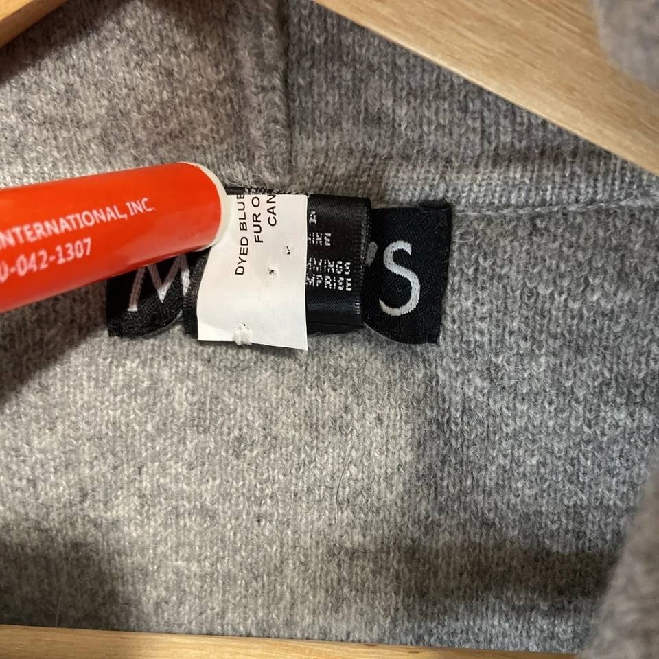 Poncho con Capucha Mitchie's 100% Lana Capa Piel de Zorro Borde Capucha Gris con Cierre y Bolsillos Foto 4 de 4