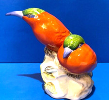 Herend Kingfisher Bird Pair on Stump 4 3/4"  Red Green