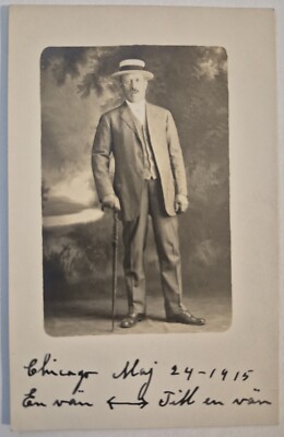 Vintage Postcard RPPC Man With Cane AA100