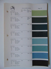 Original Glasurit Volkswagen Vw Paint Chips Sheet - 1960-1969