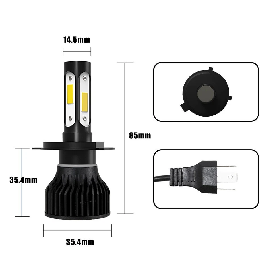 4-Sides HB2 H4 9003 Super White 2800000LM Kit LED Headlight Bulbs High Low Beam Foto 4 de 4