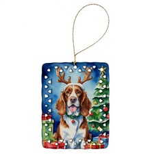 Welsh Springer Spaniel Christmas Reindeer Porcelain Ornament DAC7877CO2