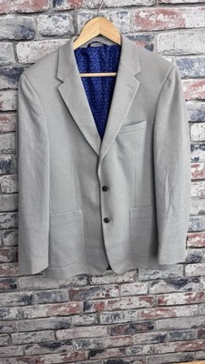 Marks & Spencer Collection Men s Grey Cotton Blend Slim  Jacket Blazer Size 40