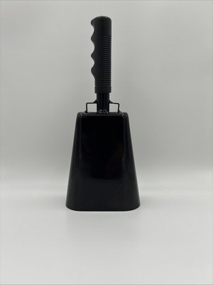 New Large Metal 11.2'' Black Cowbell  Rubber Grip Handle Great For Sporting Event