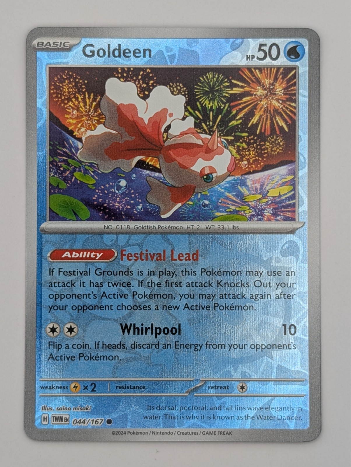 2024 Pokemon Twilight Masquerade REVERSE HOLO Goldeen #44/167 RARE