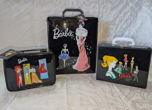 Lot of Black Vinyl Vtg Barbie cases 1994-2008