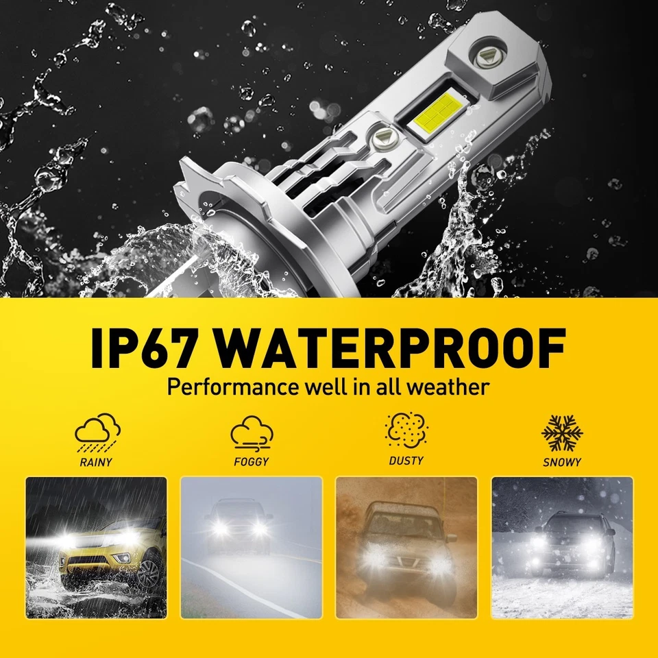 AUXITO 2x H7 LED Headlight Bulbs Kit 6500K 200W Super White Led Canbus Bulbs UK - Image 3 of 4