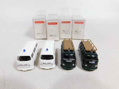 CZ344-0,5# 4x Wiking H0 1:87 Polizei VW: 864 10 29 T1 Bulli+864 04 24 T2 TOP+OVP - Bild 4 von 5