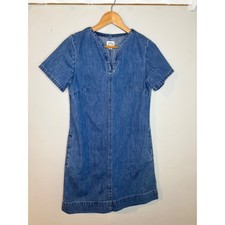 J.Crew Denim Shift Mini Dress V-Neck Short Sleeve Pockets Size 0