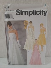 STRAPLESS WEDDING DRESS /FORMALS - Simplicity 7068 Misses' 14-16-18-20