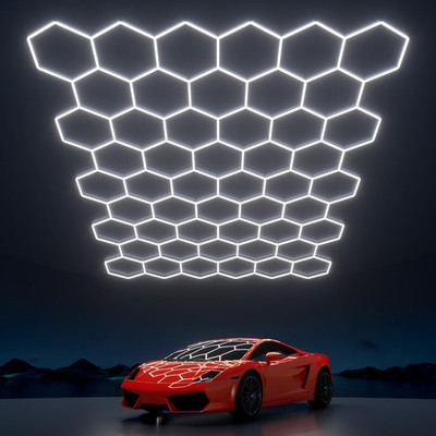 Super Bright Hexagon Garage Lights - 1295W LED Honeycomb, Easy Install