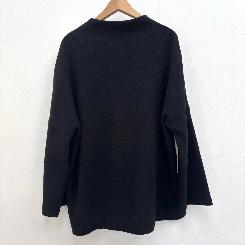 J. Jill Wool Blend Long Ribbed Knit Cardigan Sweater Tunic Black Size Large - Image 4 of 4