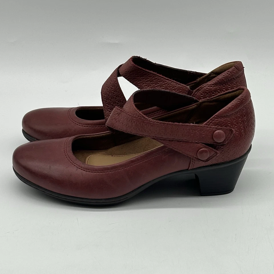 Tacones Mary Jane Cobb Hill Rockport Kailyn Asimétricos Cuero Rojo Marrón Talla 8 Foto 4 de 4