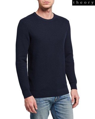 THEORY NWT $285  RILAND CREW NECK MERINO WOOL BLEND NAVY HARMAN SWEATER. SIZE XL